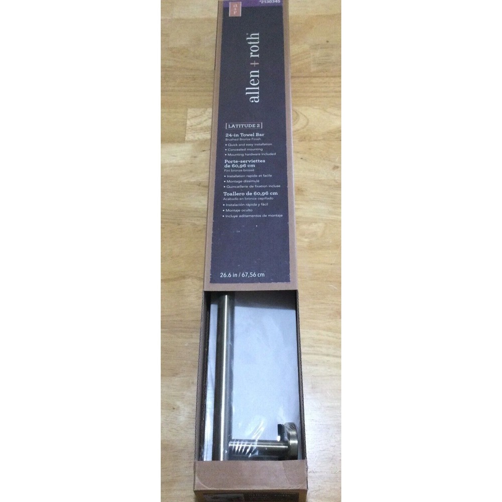 Allen + Roth Latitude 2 Brushed Bronze 24" Wall Mount Single Towel Bar #230345